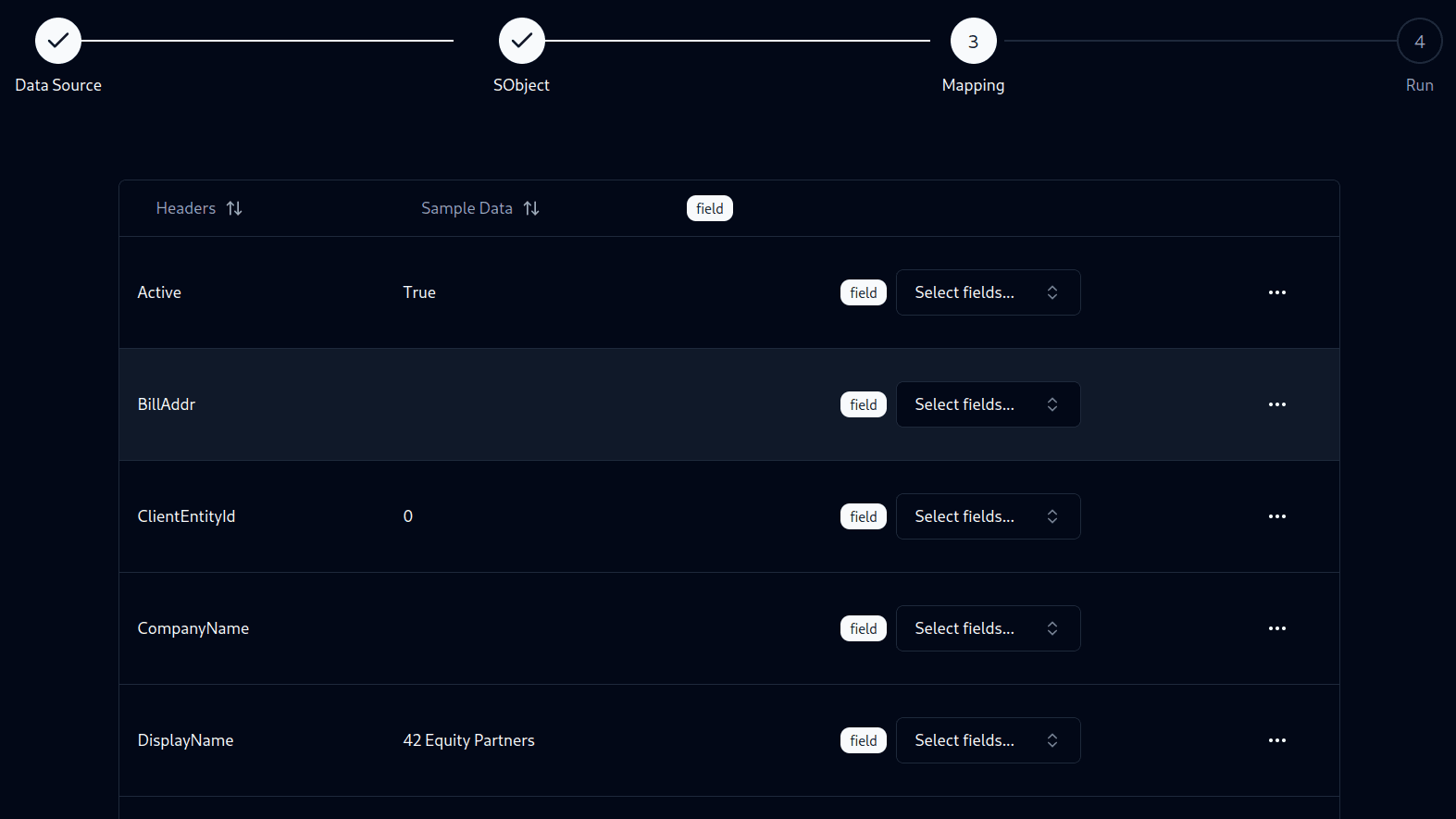 CRMadmin interface screenshot